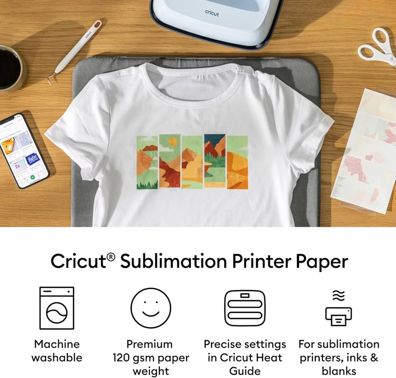 Cricut ورق السوبليماشن - 100 ورقة (8.5" × 11") - حجم خطاب - متوافق مع طابعة السوبليماشن وحبر السوبليماشن (120 جرام) - Image 2